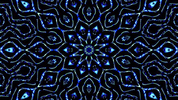 Bright abstract light governing blue color, kaleidoscope