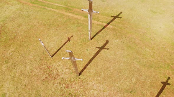 Giant Swords In Ground Memorial For Soldiers In Didgori, Georgia