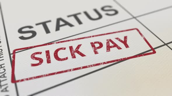 Putting Red SICK PAY Rubber Stamp on Paper Form alt