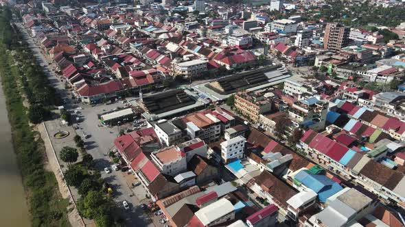 Aerial view of Battambang, Cambodia.