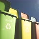 Multi-Colored Plastic Waste Bins with Flaps Open and Close and Waste Type Labels - VideoHive Item for Sale