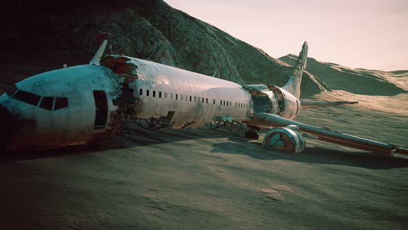 Abandoned Crushed Plane in Desert