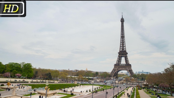 Eiffel Tower and Gardens of the Trocadero in Paris
