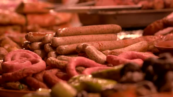 Sausages and Fried Mushrooms.