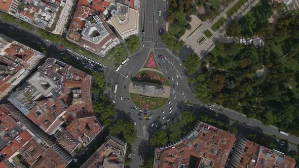 Top View of the Beautiful Landmark La Puerta De Alcala Monument in Madrid