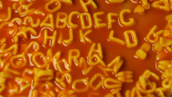 alphabet animation with spaghetti letters on toast