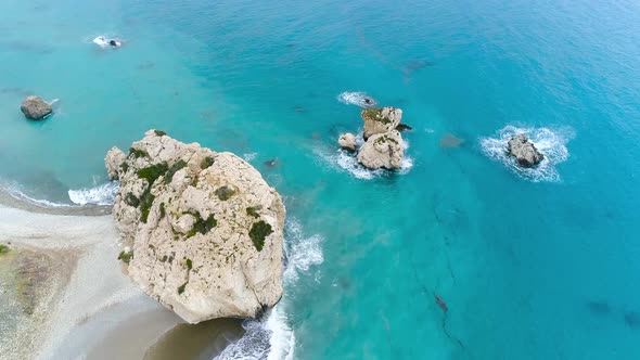 Aerial View Sunny Day Over Sea or Ocean Vacation and Relax in a Secluded Place Summer Seascape