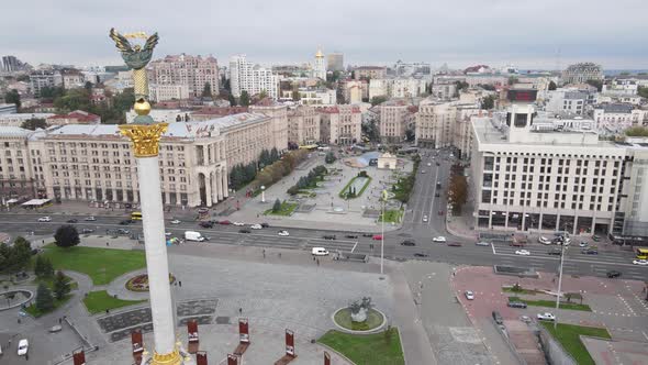 The Symbol of Kyiv, Ukraine - Independence Square Aerial View, Slow Motion