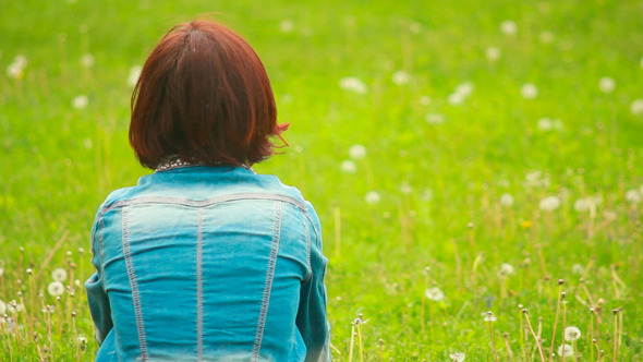 Woman On Grass In Park