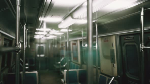 Subway Car in USA Empty Because of the Coronavirus Covid-19 Epidemic