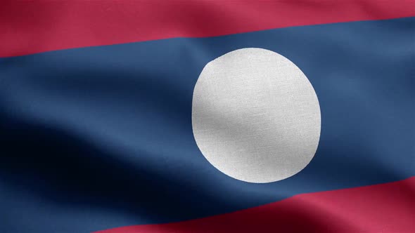 Laos Flag Seamless Closeup Waving Animation