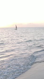 Vertical Video Boats in the Ocean Near the Coast of Zanzibar Tanzania