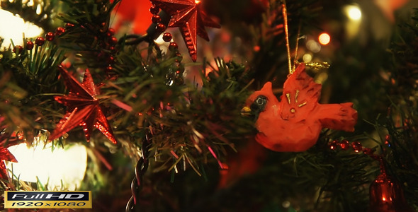 Christmas Tree Closeup Bird Ornament | Full HD