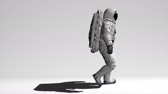 Astronaut Walking on the White Screen 