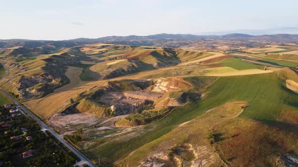 Aerial drone footage of rural farmland