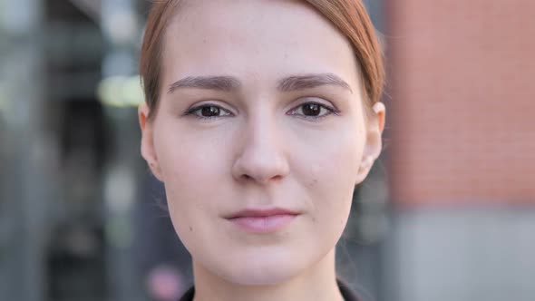 Close Up of Young Woman Face