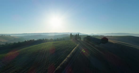 Aerial View of Colored Countryside in Tuscany