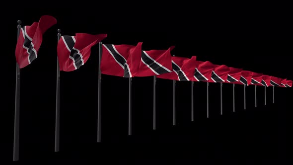 Row Of Trinidad And Tobago Flags With Alpha 4K