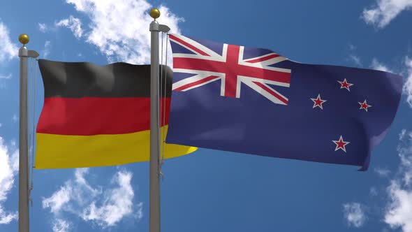 Germany Flag Vs New Zealand On Flagpole