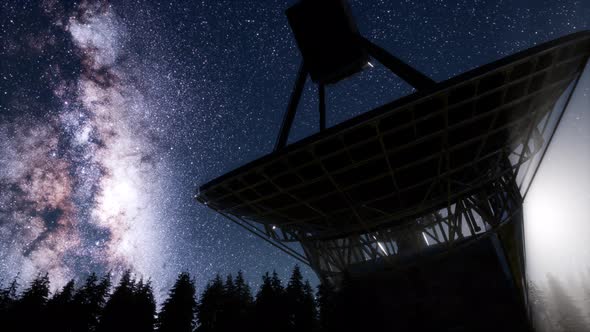 Astronomical Observatory Under the Night Sky Stars