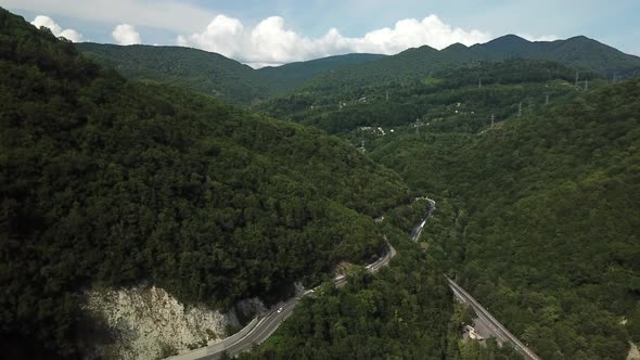 Drones Eye View - Winding Mountain Road in Russia