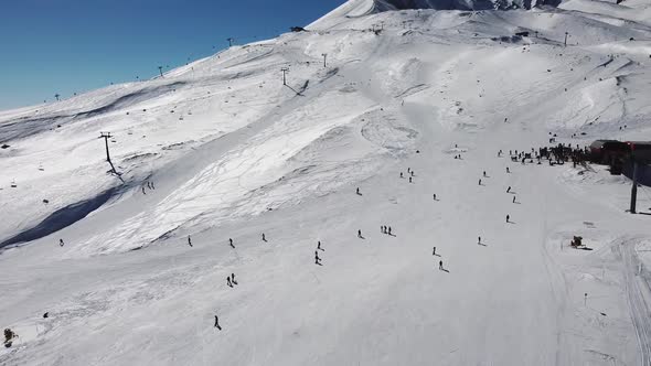 Slope of Ski Resort Aerial View