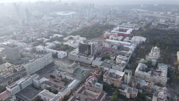 Cityscape of Kyiv, Ukraine. Aerial View, Slow Motion