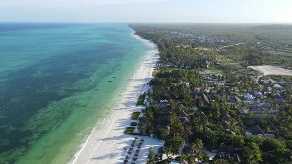 Aerial View of the Indian Ocean Near the Shore of the Island of Zanzibar Tanzania Slow Motion