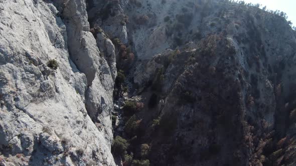 Aerial shot of the rugged landscape of the San Gabriel Mountains