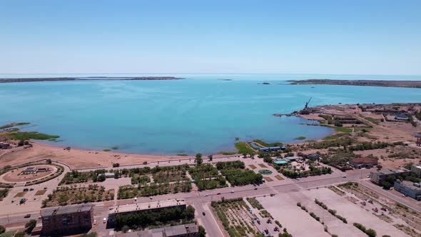 Drone View of the Small Town of Balkhash