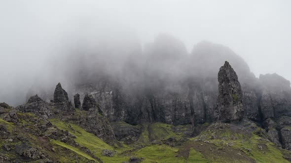 Mountain peaks covered by clouds, Timelapse