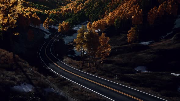 Beautiful Winter Road Seen From Above