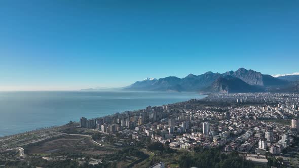 The City at The Foot of the Mountains Antalya Turkey Aerıal Vıew 4 K