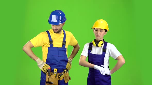 Two Builders Are Disappointed By the Loss in the Tender. Green Screen