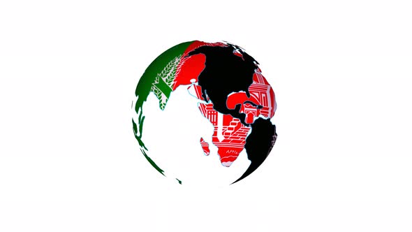 Afghanistan Flag 3d Earth Animated White Background