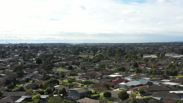 AERIAL Dolly Back Over Suburb Of Belmont Geelong, Australia