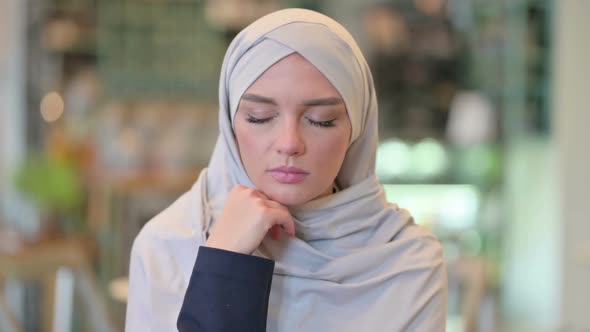 Portrait of Tired Young Arab Woman Taking Nap