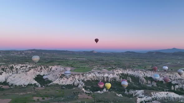 Awesome aerial view of Goreme Historical National Park in Cappadocia