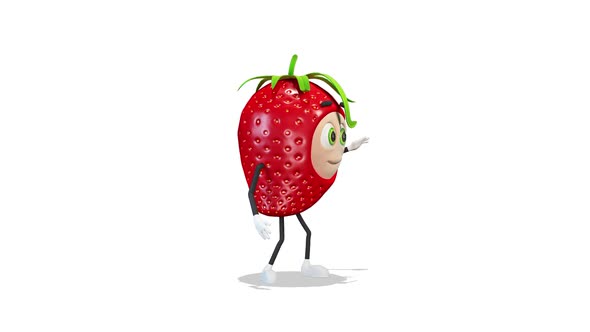 Strawberry Points To The Three Points on White Background
