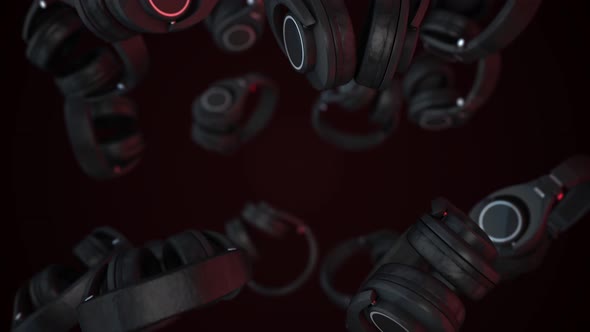 Headphone animation on black background