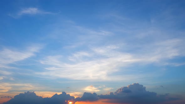 4K : Time lapse of beautiful blue sky with clouds background,