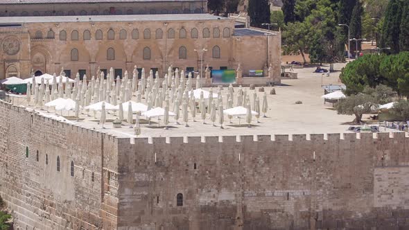 Aerial View of the Old City and Alaqsa Mosque Timelapse From the Mount of Olives