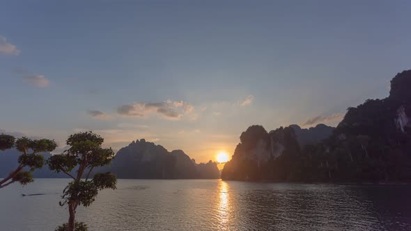 Time Lapse Sunset On The Mountain Range In Lagoon.