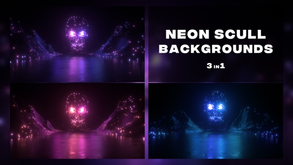 Neon Glowing Scull And Landscape Pack