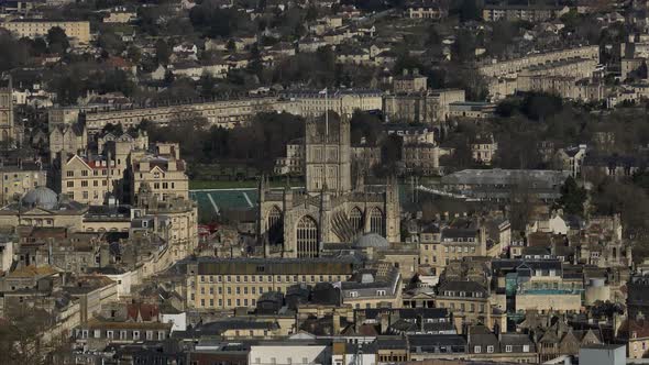 Bath Abbey City Centre Medieval Church UK Aerial Overhead View