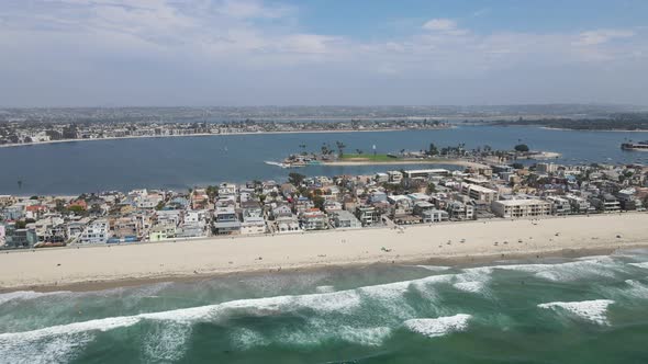 Aerial View of Mission Bay and Beaches in San Diego California