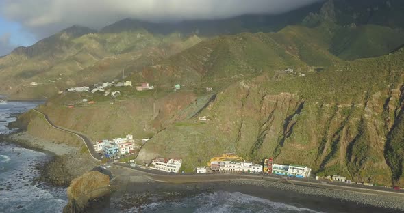 Aerial drone view of the coast coastline ocean sea in Tenerife, Spain.