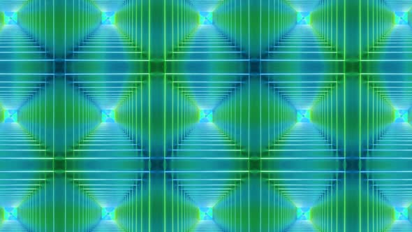 Green Cyan Color Neon Zoom In Tunnel Pattern Background Animation