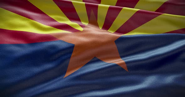 Arizona state flag waving looped 4K