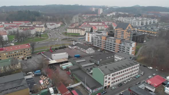 Residential Area Kviberg in Eastern Gothenburg Sweden Forward Aerial